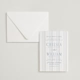 "Subtle Stripes" - Letterpress Wedding Invitations in Provincial Blue by Nicole Walsh - Invitation with Envelope