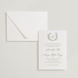 "Garden Script" - Letterpress Wedding Invitations in Pistachio by Katherine Moynagh - Invitation with Envelope