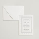 "Shell Border" - Letterpress Wedding Invitations in Dove Grey by Vera Lim - Invitation with Envelope