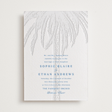 "Palm Tree" - Letterpress Wedding Invitations in Sapphire by Kaydi Bishop - Front