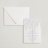 "Palm Tree" - Letterpress Wedding Invitations in Sapphire by Kaydi Bishop - Invitation with Envelope