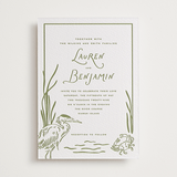"Marshland" - Letterpress Wedding Invitations in Pistachio by Oscar and Emma - Karly Depew - Front