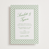 "Garden Trellis" - Letterpress Wedding Invitations in Pear by Angela Garrick - Front