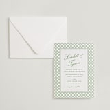 "Garden Trellis" - Letterpress Wedding Invitations in Pear by Angela Garrick - Invitation with Envelope