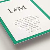 "Classic Initials" - Letterpress Wedding Invitations in Soft Black by mo kelley - Detail