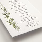 "Gathered" - Letterpress Wedding Programs in Pistachio by Susan Moyal - Detail