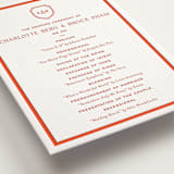 "Racquet" - Letterpress Wedding Programs in Verona Sunset by Megan Davis - Detail