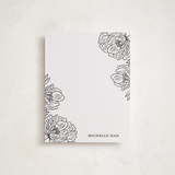 "Posh Peonies" - Personalized Stationery Cards in Soft Black by Nicole Barreto - Front
