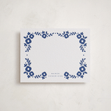 "Floral Edge" - Personalized Stationery Cards in Lapis by Emily Sabol Goss - Front