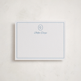 "Scripted" - Personalized Stationery Cards in Sky Blue by Creo Study - Front