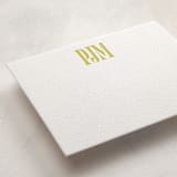"Closely Set" - Personalized Stationery Cards in Chartreuse by Kercia Jane - Detail