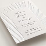 "Faded Palm" - Letterpress Reception Cards in Stone by Lauren Chism - Detail