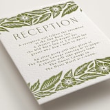 "Printed Floral" - Letterpress Reception Cards in Pistachio by Katharine Watson - Detail
