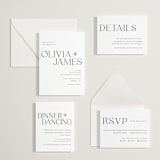 "Bold Names" - Letterpress Reception Cards in Soft Black by Vera Lim - Invitation Suite