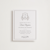 "Chic Monogram" - Letterpress Reception Cards in Cement by Mansi Verma - Front