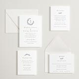 "Wreathed Monogram" - Letterpress Reception Cards in Pacific Blue | Blueberry by Katherine Moynagh - Invitation Suite