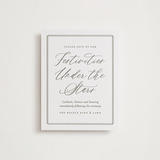 "Among the Evergreens" - Letterpress Reception Cards in Moss by Oscar and Emma - Karly Depew - Front