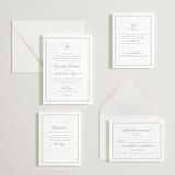 "Monogrammed eternity" - Letterpress Reception Cards in Granite by Creo Study - Invitation Suite