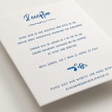 "Sketched Crest" - Letterpress Reception Cards in Sapphire by Jenna Holcomb - Detail