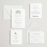 "Vineyard Elegance" - Letterpress Reception Cards in Olive by Lucrecia Caporale - Invitation Suite