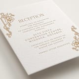 "Nouveau Peony" - Letterpress Reception Cards in Faux Gold by Selima Akhter - Detail