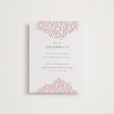 "Hydrangea Blooms" - Letterpress Reception Cards in Blush by Paula Pecevich - Front