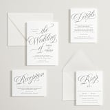 "Mirin" - Letterpress Reception Cards in Soft Black by Kate Ahn - Invitation Suite