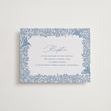 "Hummingbird Botanicals" - Letterpress Reception Cards in Provincial Blue by Erin Deegan - Front