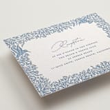 "Hummingbird Botanicals" - Letterpress Reception Cards in Provincial Blue by Erin Deegan - Detail