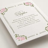 "Vintage Blooms" - Letterpress Reception Cards in Pistachio by Creo Study - Detail