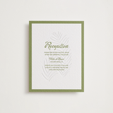 "Palm Shade" - Letterpress Reception Cards in Olive | Blind Deboss by Julia Liverton - Front
