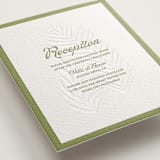 "Palm Shade" - Letterpress Reception Cards in Olive | Blind Deboss by Julia Liverton - Detail
