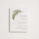 "Palm" - Letterpress Rehearsal Dinner Cards in Pistachio by Melinda Denison - Front