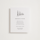 "Italian Countryside" - Letterpress Rehearsal Dinner Cards in Warm Gray by Melinda Denison - Front