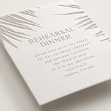 "Gilded Palm" - Letterpress Rehearsal Dinner Cards in Ash by Melinda Denison - Detail
