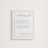 "Asymmetry" - Letterpress Rehearsal Dinner Cards in Pewter by Nicole Walsh - Front