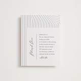 "Art Deco" - Letterpress Rehearsal Dinner Cards in Pewter by Shannon Chen of Four Wet Feet Studio - Front