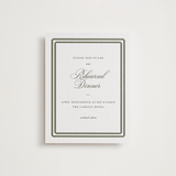 "Bevel" - Letterpress Rehearsal Dinner Cards in Moss by Megan Davis - Front