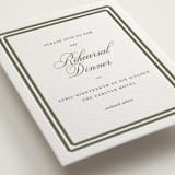 "Bevel" - Letterpress Rehearsal Dinner Cards in Moss by Megan Davis - Detail