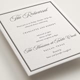 "Lowcountry" - Letterpress Rehearsal Dinner Cards in Graphite by Megan Davis - Detail