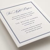 "Starboard" - Letterpress Rehearsal Dinner Cards in Lapis by Pixel and Hank - Detail