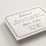 "Handwritten" - Letterpress Rehearsal Dinner Cards in Moss by Cass Loh - Detail