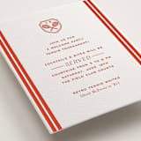 "Racquet" - Letterpress Rehearsal Dinner Cards in Verona Sunset by Megan Davis - Detail
