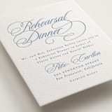 "Aristocratic" - Letterpress Rehearsal Dinner Cards in Provincial Blue by Creo Study - Detail