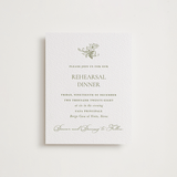 "Vineyard Elegance" - Letterpress Rehearsal Dinner Cards in Pistachio by Lucrecia Caporale - Front