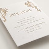 "Nouveau Peony" - Letterpress Rehearsal Dinner Cards in Faux Gold by Selima Akhter - Detail