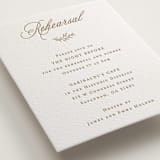 "Vineyard Script" - Letterpress Rehearsal Dinner Cards in Matte Gold by Hooray Creative - Detail