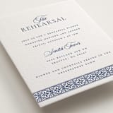 "Tiled" - Letterpress Rehearsal Dinner Cards in Lapis by Angela Garrick - Detail