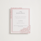 "Hydrangea Blooms" - Letterpress Rehearsal Dinner Cards in Blush by Paula Pecevich - Front