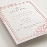"Hydrangea Blooms" - Letterpress Rehearsal Dinner Cards in Blush by Paula Pecevich - Detail